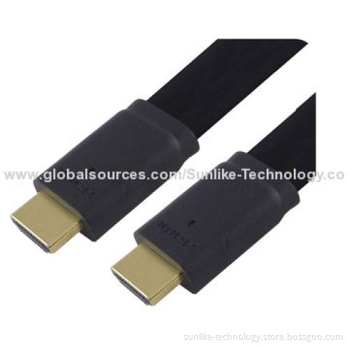 HDMI Cables, Double-color Molding Type, Flat Cable, 24K Gold-plated Connector